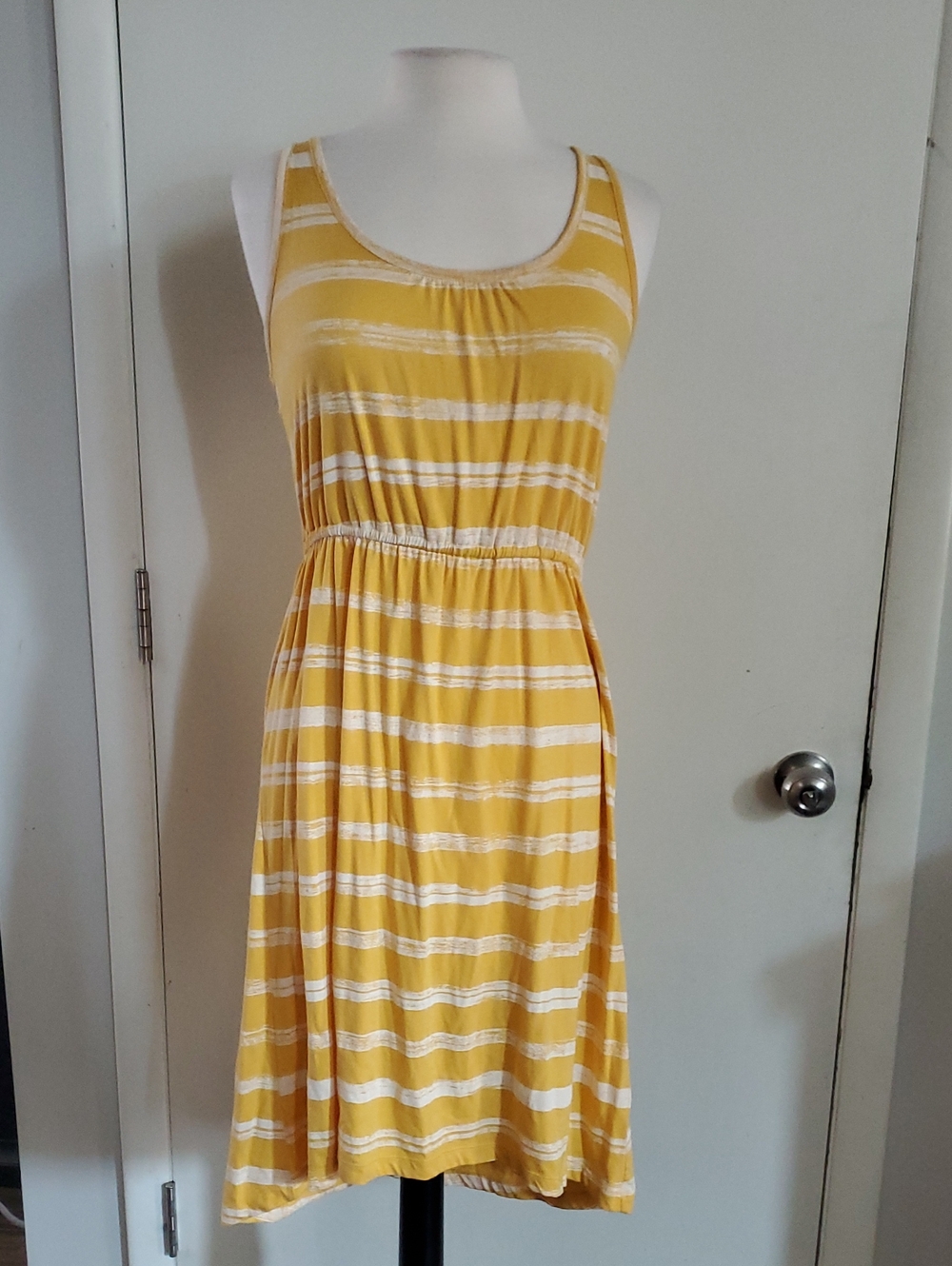Sonoma Yellow and White Striped Midi Sundress